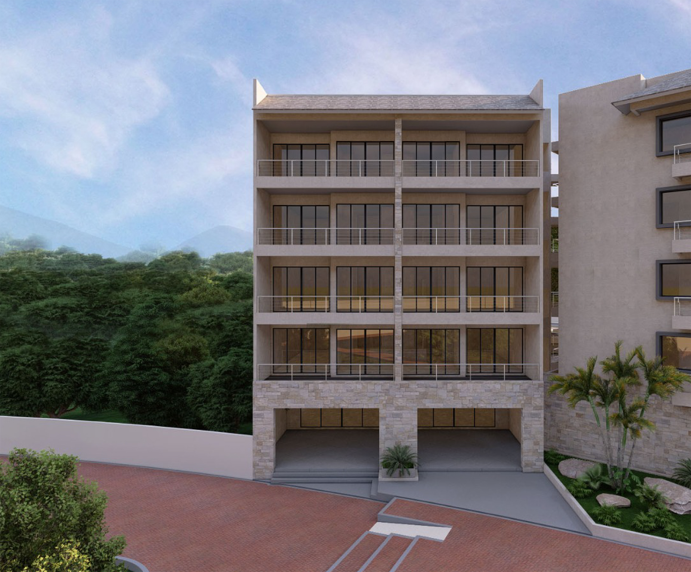 Fachada del edificio Sur en Paseo Chahué Huatulco.